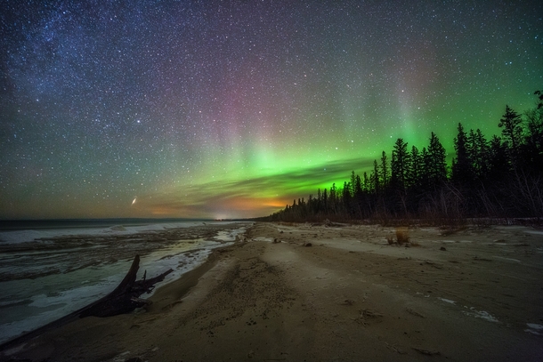 Aurora Borealis at Lesser Slave Lake Alberta Canada 