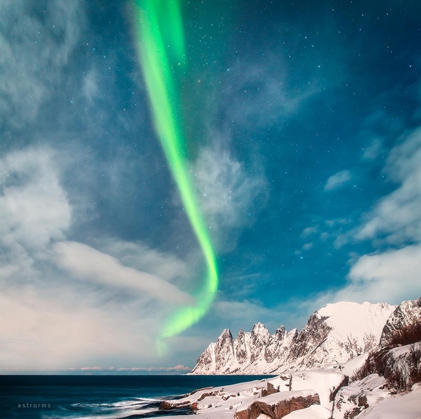 Aurora Borealis over Senja Norway  IG astrorms