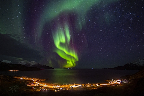 Aurora Borealis over Troms Kingdom of Norway photographed by Marianne Bergli on  December  