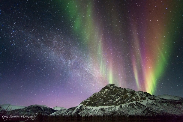 Aurora with the Milky Way from the Brooks Range of Alaska 