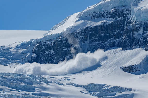 Avalanche on the Columbia Icefield Jasper National Park Canada 