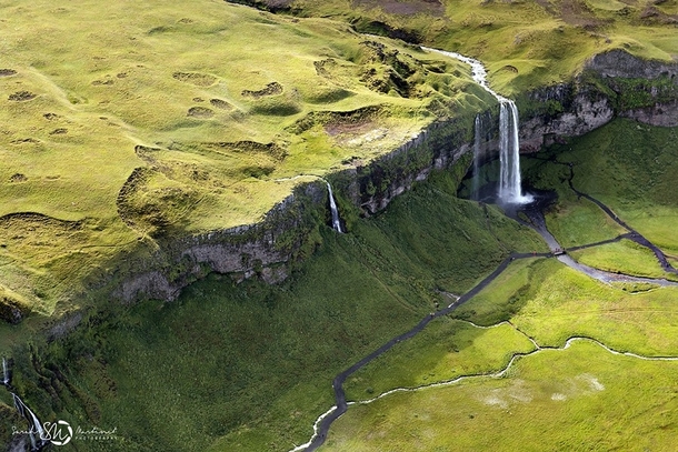 Awesome aerial view of the iconic Seljalandsfoss Falls by Sarah Martinet 