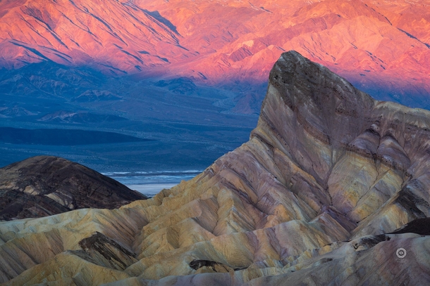 Badlands of Death Valley National Park CA during a typical winter sunrise