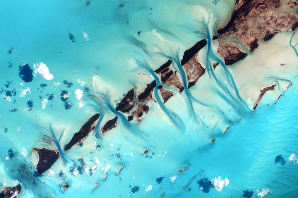 Bahamas the strokes of your watercolors are always a refreshing sight Photograph from ISS by NASA Captain Scott Joseph Kelly 