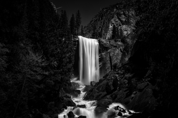 BampW Vernal Falls Yosemite National Park 