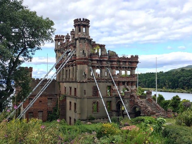 Bannermans Castle an abandoned military surplus warehouse on Pollepel Island in the Hudson River NY