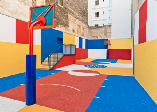 Basketball court in Paris France by Ill-Studio in collaboration with French fashion brand Pigalle 