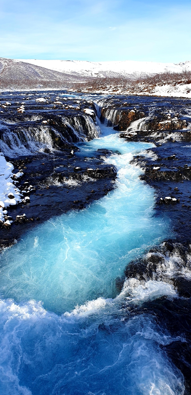 Beautiful Bruarfoss Waterfall today in Iceland