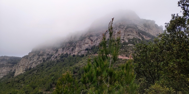 Beautiful foggy mountains in Catalonia Spain 
