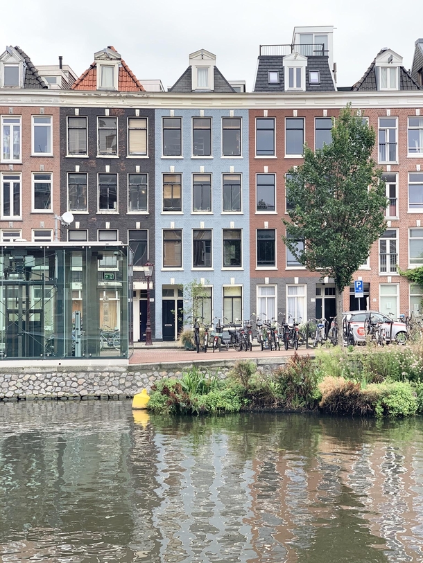 Beautiful houses in Amsterdam overlooking the canal