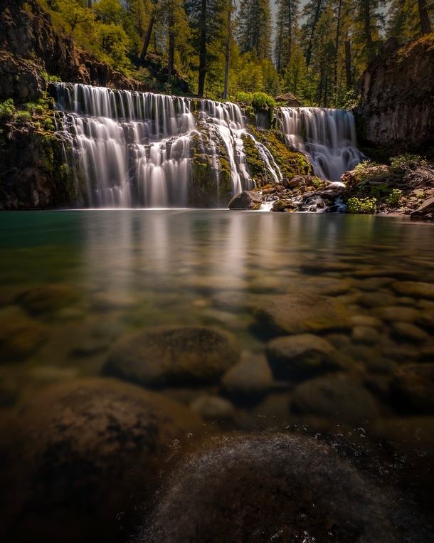 Beautiful Middle McCloud Falls without any people McCloud California 