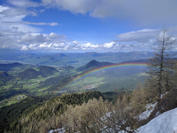 Beautiful rainbow hiking down from Kehlsteinhaus 