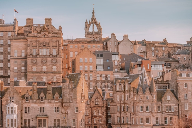 Beautiful shot from Edinburgh but that those modern buildings ruins it