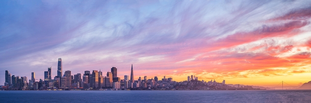 Beautiful sunset over San Francisco skyline 