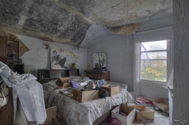 Bedroom Inside an Abandoned House in Rural Ontario 