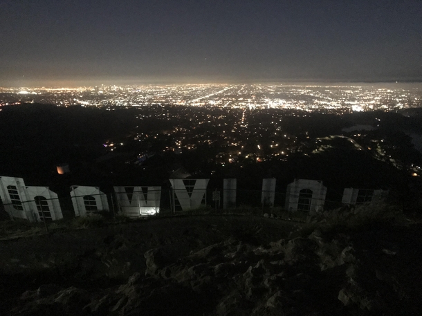 Behind the Hollywood Sign at Night Los Angeles
