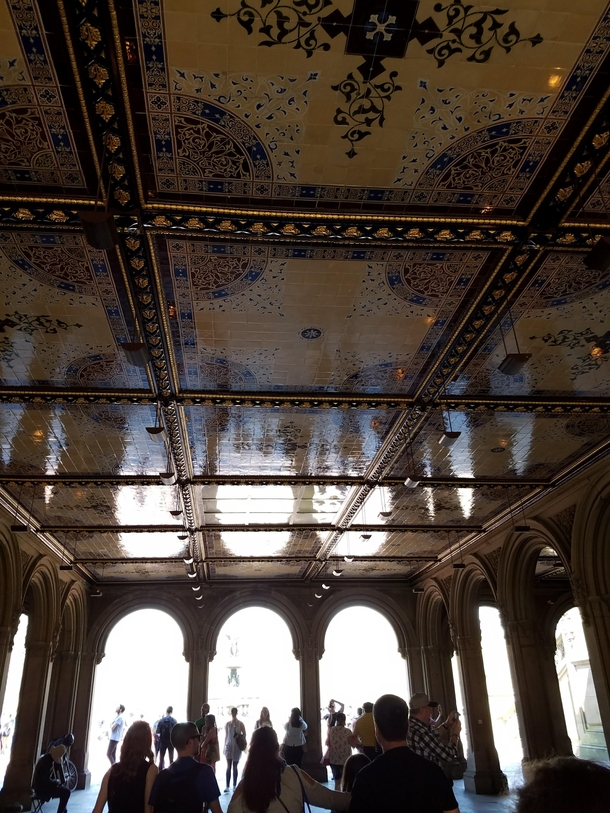 Beneath Bethesda Terrace The beautiful Minton Encaustic Tiles beneath the Grand Staircase in a tunnel that allows visitors of Central Park to enter the area near the fountain without having to cross the busy street Restrooms are close by as well tip for v
