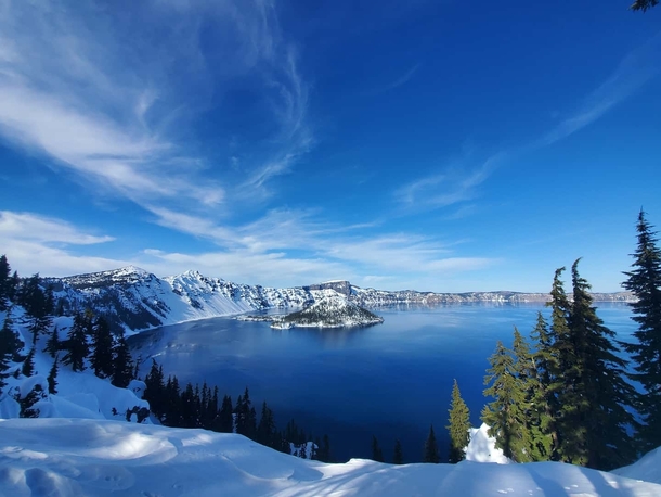 Best snowshoe view  Crater Lake OR 