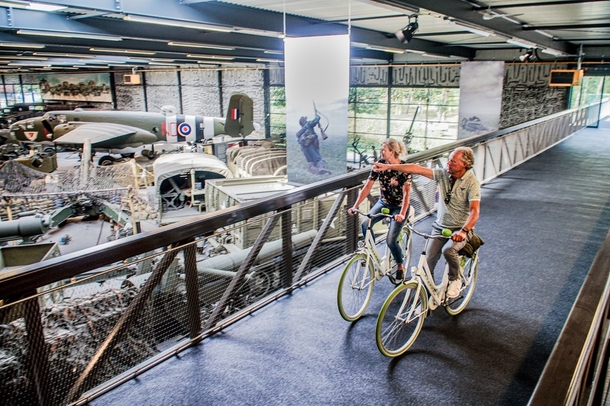 Bicycle bridge inside Overloon War Museum Netherlands