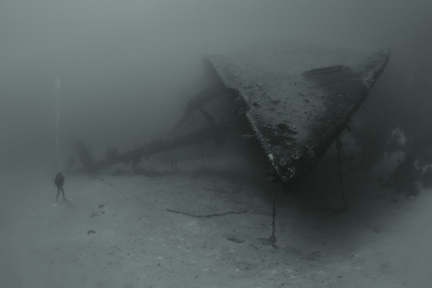 Black and White Abandoned Shipwreck 
