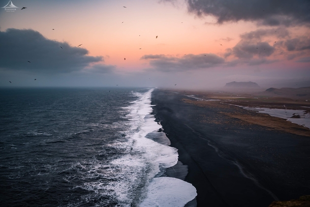 Black Sand Beach at Sunset - Iceland -  x