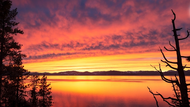 Blood orange sunset over Lake Tahoe 
