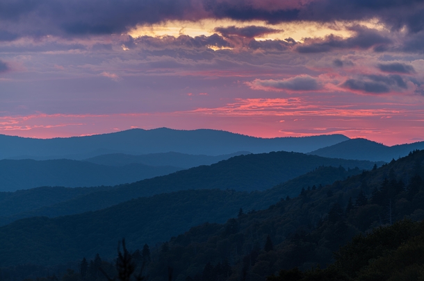 Blue Ridge sunrise The Great Smoky Mountains Tennessee 