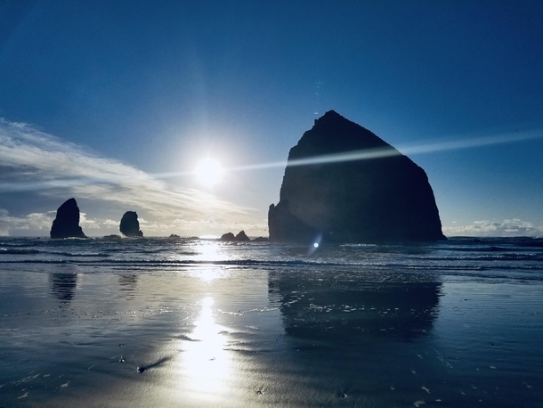 Blue Sky Rock Formations at Cannon Beach 