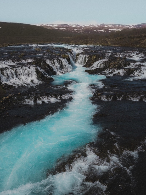 Blue waterfall in Iceland 