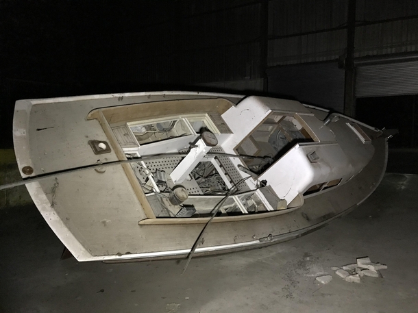Boat left in abandoned aluminum mill in Scottsboro Alabama
