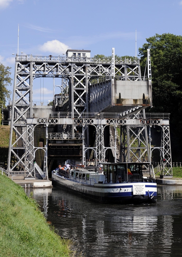Boat Lift on the Canal du Centre Belgium There are four near-identical lifts on the canal with the first being built in  Today they are a world heritage site
