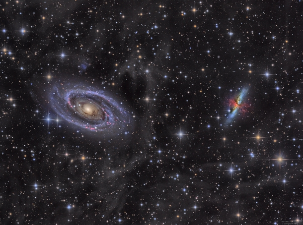 Bodes Galaxy M the Cigar Galaxy M and a bunch of space dust IFN 