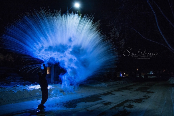 Boiling water creates cold-weather sculpture in the air 