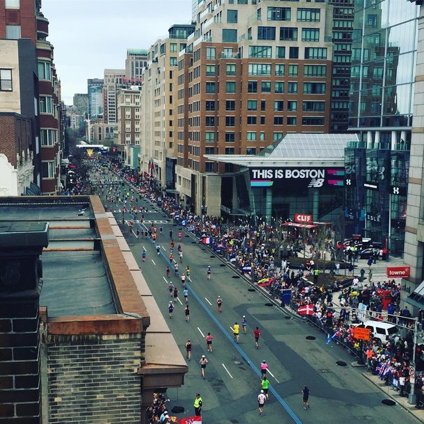 Boston Marathon final stretch Boylston Street Boston  
