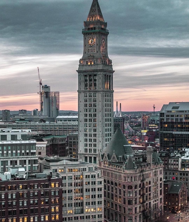 Bostons Custom House Tower at twilight 