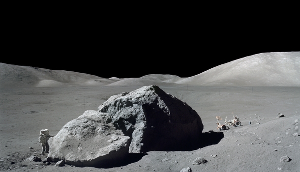 Boulder on the moon Apollo 