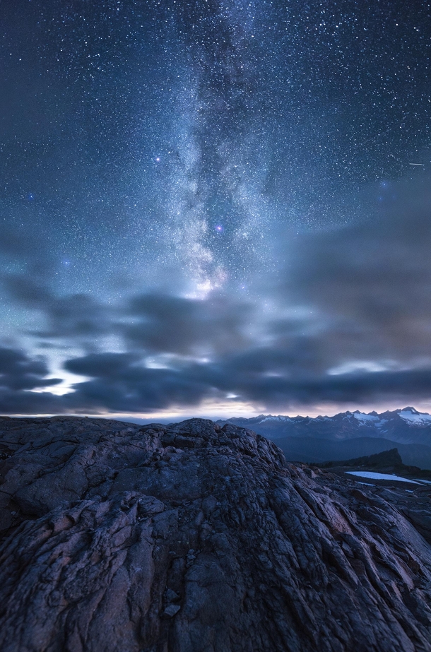 Bright Universe - An interesting rock formation on Mount Baker WA under the Milky Way Galaxy 