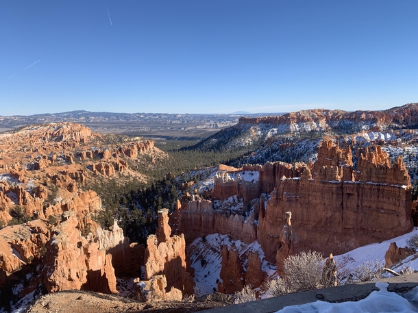 Bryce Canyon National Park with a view of Navajo Mountain way back in the distance Late December  