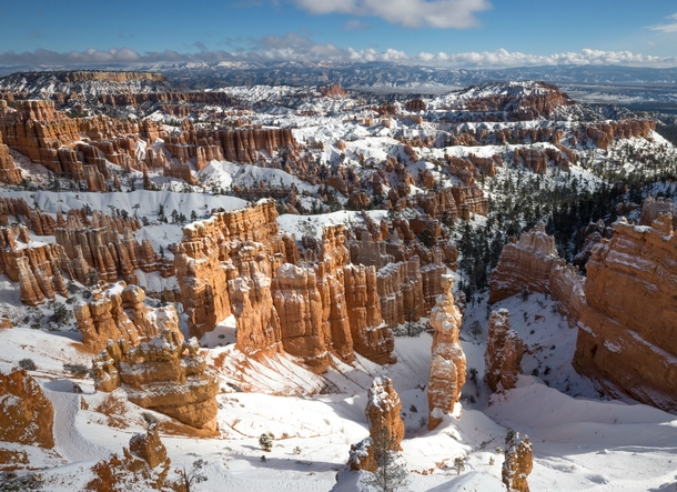 Bryce Canyon viewed from Sunset Point this past weekend after a snowfall Utah OC 