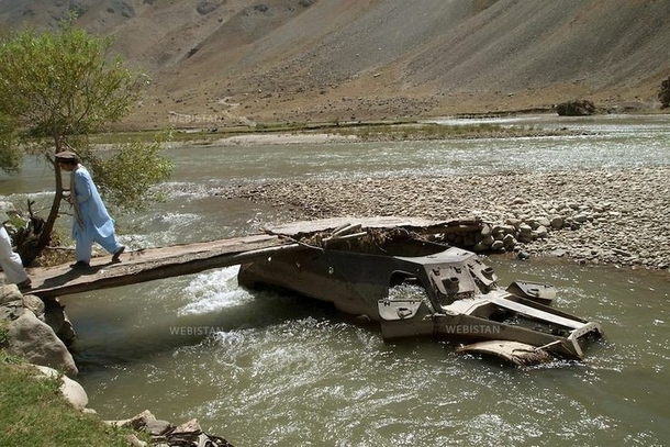 BTR- being used as a bridge in Afghanistan