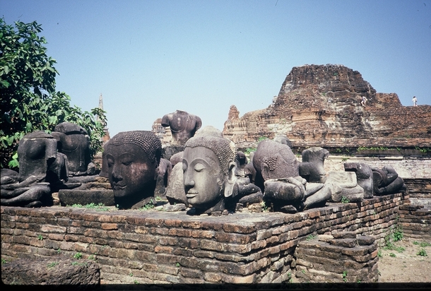 Buddha Heads and Pieces Wat Phra Maha That Ayuthaya Thailand  by Willard Losinger 