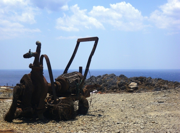 Burnt-out pump Foinikas Crete 