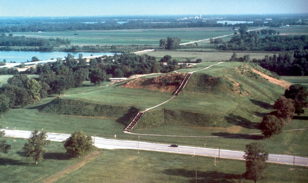 Cahokia Mounds built by Native Americans in Collinsville Illinois