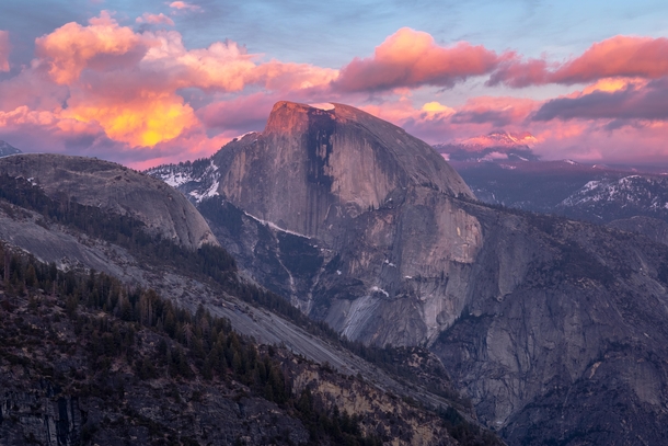 Camped at Yosemite Point and was blessed with this gorgeous sunset over Half Dome Yosemite National Park 