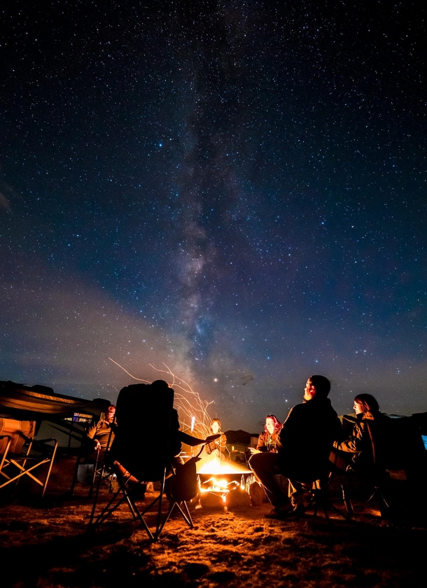 Campfire under the Milky Way near Poncha Springs CO 