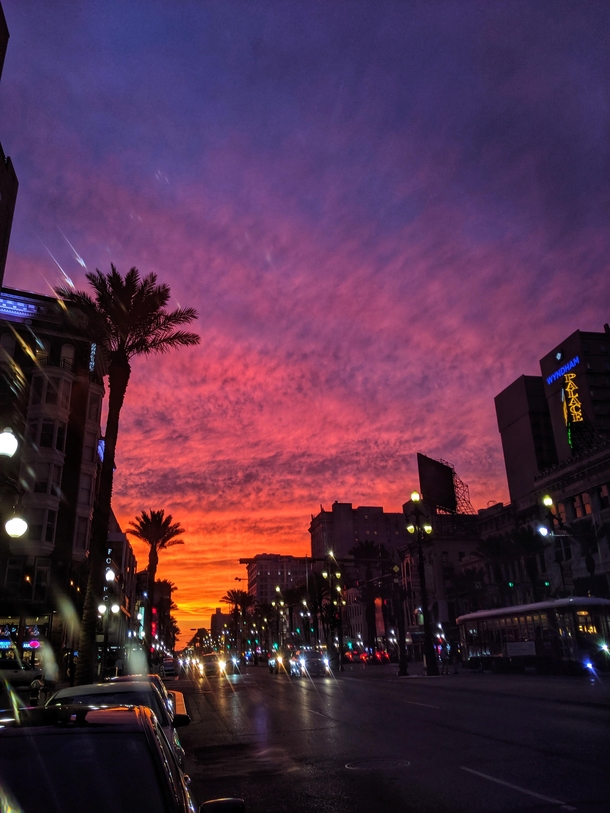 Canal Street sunset New Orleans