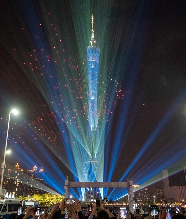 Canton Tower in the city of Guangzhou in China Its  meters tall 