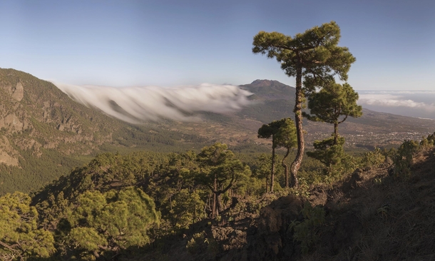 Cascada de Nubes - the impressive Cloud Waterfall as seen from Roque de Los Cuervos La Palma OC 