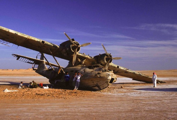 Catalina seaplane attacked and abandoned on a Saudi beach in  