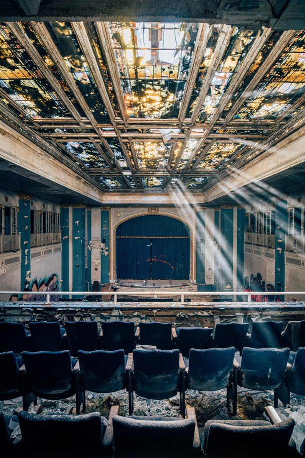 Catching rays at beautiful old school auditorium
